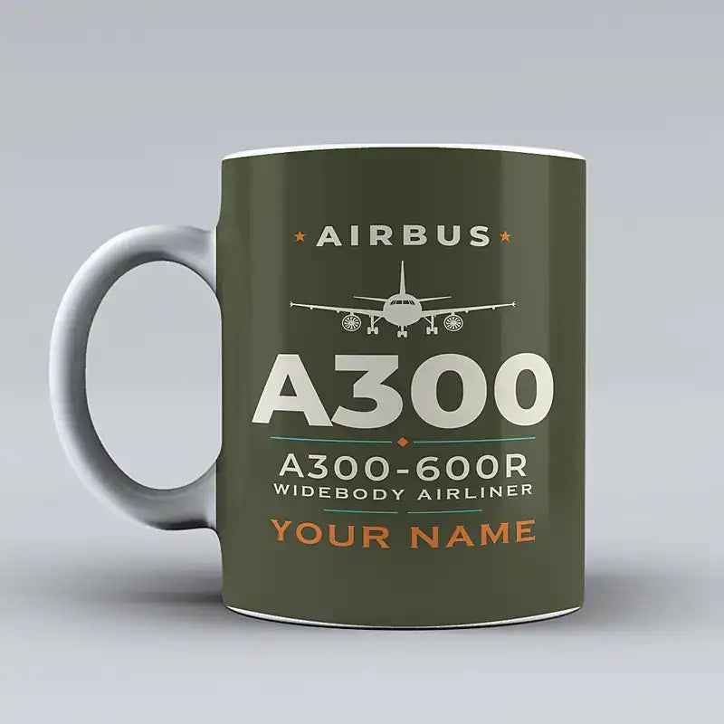 Airbus A300-600R - Heritage + Name - Mug - Green Army
