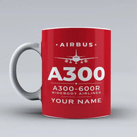 Thumbnail for Airbus A300-600R - Heritage + Name - Mug - Red