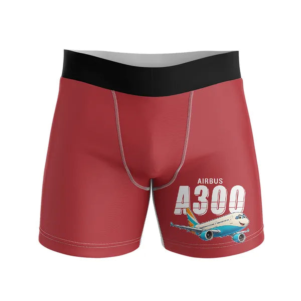 Airbus A300-600R - Men Boxers - Cartoon - Red