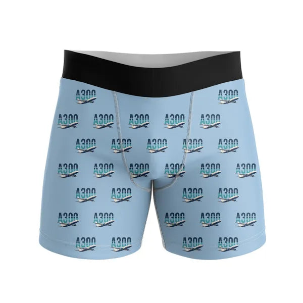 Airbus A300-600R - Men Boxers - Original Pattern - Light Blue