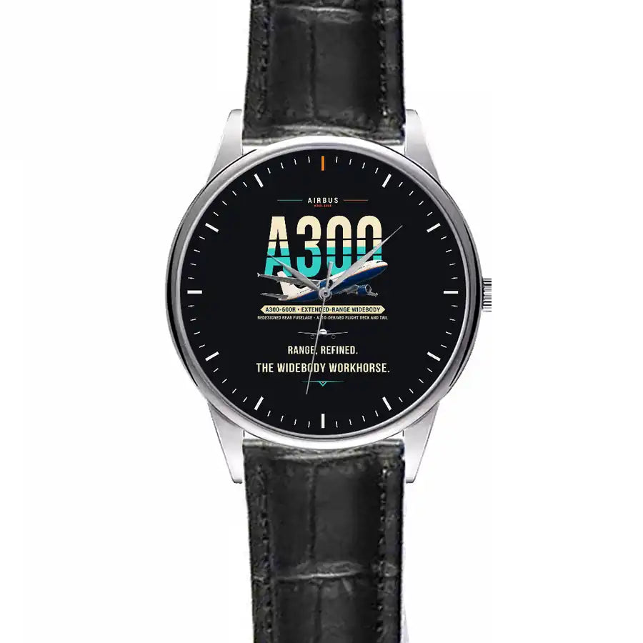 Airbus A300-600R - Original - Leather Strap - Striped Black Leather Strap