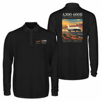 Thumbnail for Airbus A300-600R Premium Polo T-Shirts - Poster - Long Sleeve - Black