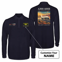 Thumbnail for Airbus A300-600R Premium Polo T-Shirts - Poster + Name - Long Sleeve - Dark Blue