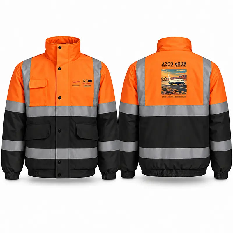 Airbus A300-600R Reflective Winter Jackets - Poster - Orange & Navy