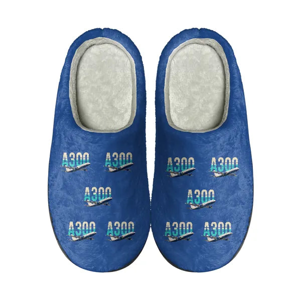 Airbus A300-600R - Slippers - Cotton - Original Pattern - Blue