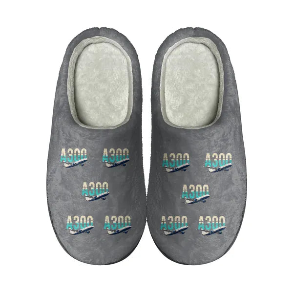 Airbus A300-600R - Slippers - Cotton - Original Pattern - Gray