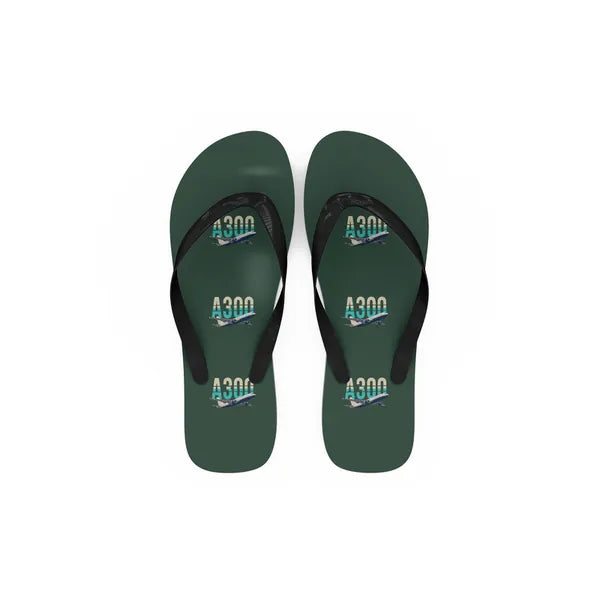 Airbus A300-600R - Slippers - Flip Flops - Original Pattern - Dark Green