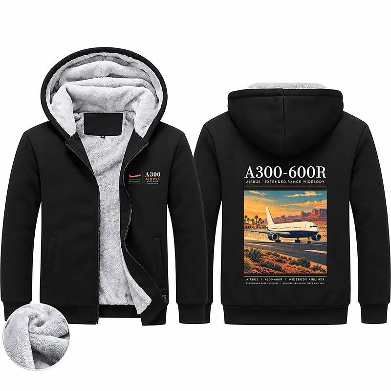 Airbus A300-600R Zipped Sweatshirts - Poster - Black