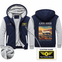 Thumbnail for Airbus A300-600R Zipped Sweatshirts - Poster + Name - Navy & Gray