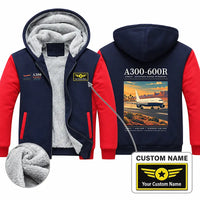Thumbnail for Airbus A300-600R Zipped Sweatshirts - Poster + Name - Navy & Red