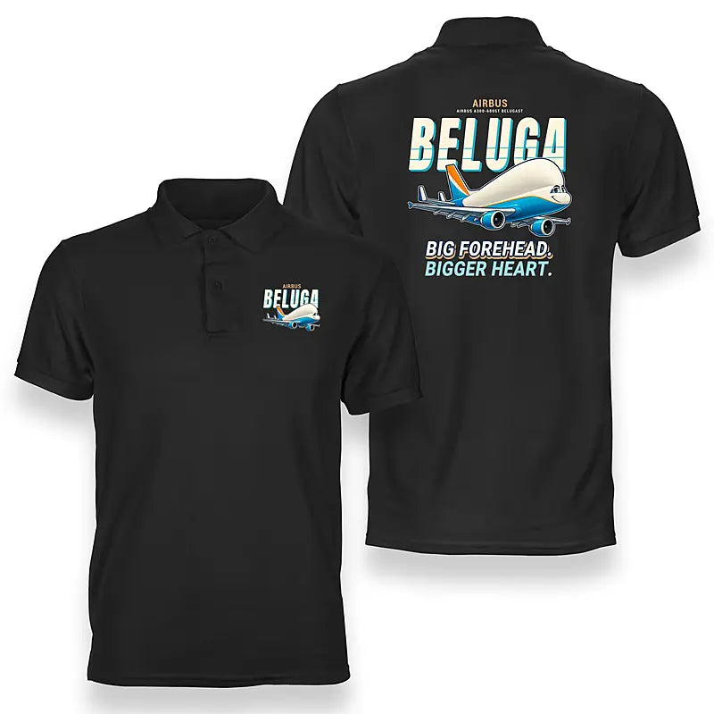 Airbus A300-600ST BelugaST - Cartoon - Double-Side Polo - Black