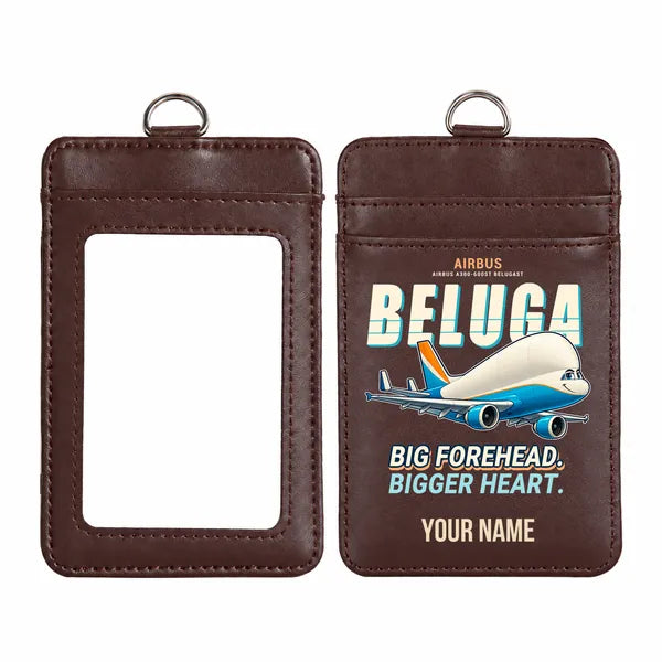 Airbus A300-600ST BelugaST - Cartoon - ID Card Holder - Dark Brown + Name
