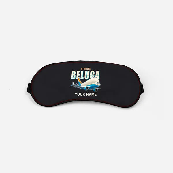 Airbus A300-600ST BelugaST - Cartoon + Name - Sleep Mask - Black