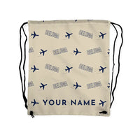 Thumbnail for Airbus A300-600ST BelugaST - Drawstring Bag - 3D Pattern + Name - Beige
