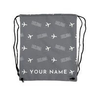 Thumbnail for Airbus A300-600ST BelugaST - Drawstring Bag - 3D Pattern + Name - Gray