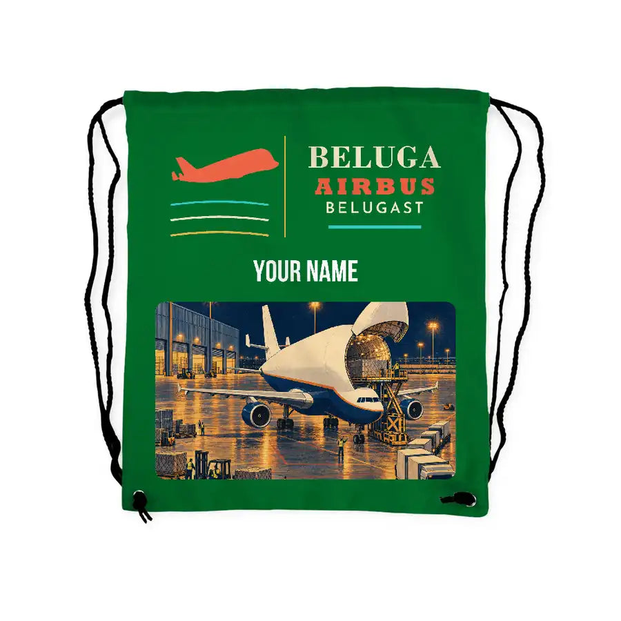Airbus A300-600ST BelugaST - Drawstring Bag - Classic + Name - Green