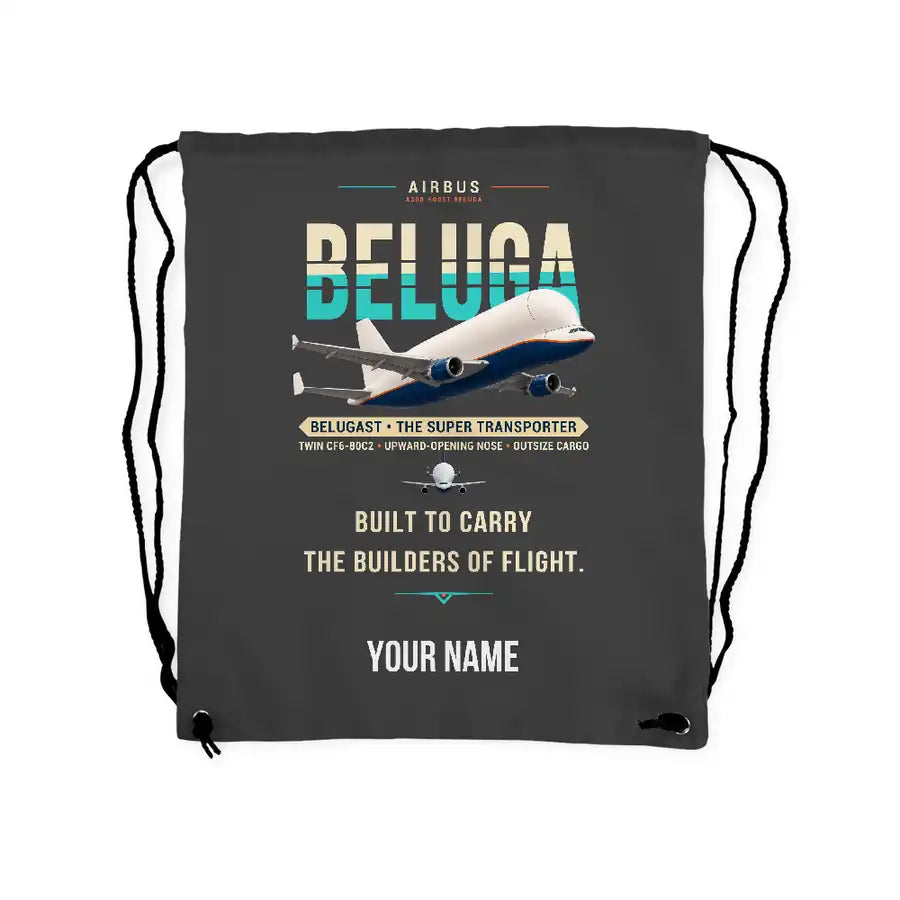 Airbus A300-600ST BelugaST - Drawstring Bag - Original + Name - Gray
