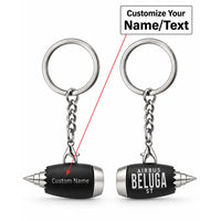 Thumbnail for Airbus A300-600ST BelugaST - Engine Key Chain - Tag - Black + Name
