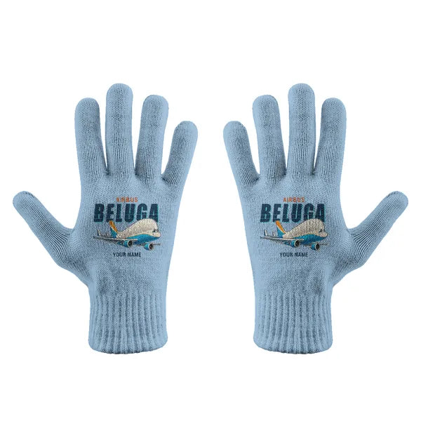 Airbus A300-600ST BelugaST - Gloves - Full - Cartoon + Name - Light Blue