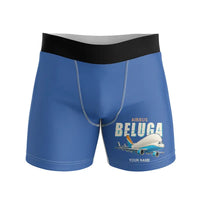 Thumbnail for Airbus A300-600ST BelugaST - Men Boxers - Cartoon + Name - Blue