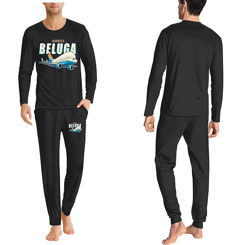 Airbus A300-600ST BelugaST - Men Pajamas - Cartoon Chest - Black