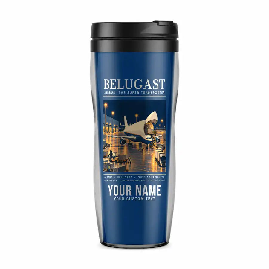 Airbus A300-600ST BelugaST - Poster + Name - Plastic (No Holder) - Blue
