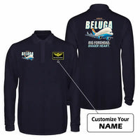 Thumbnail for Airbus A300-600ST BelugaST Premium Polo T-Shirts - Cartoon + Name - Long Sleeve - Dark Blue