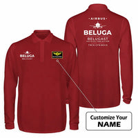 Thumbnail for Airbus A300-600ST BelugaST Premium Polo T-Shirts - Heritage + Name - Long Sleeve - Dark Red