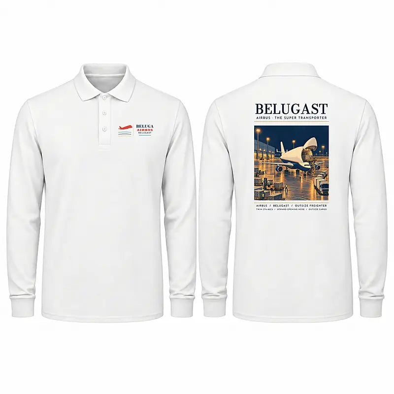 Airbus A300-600ST BelugaST Premium Polo T-Shirts - Poster - Long Sleeve - White