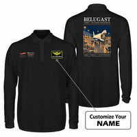 Thumbnail for Airbus A300-600ST BelugaST Premium Polo T-Shirts - Poster + Name - Long Sleeve - Black
