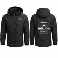Thumbnail for Airbus A300-600ST BelugaST Stylish Jackets - Hooded Windbreaker - Heritage - Black