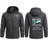 Thumbnail for Airbus A300-600ST BelugaST Stylish Jackets - Hooded Windbreaker - Original - Charcoal