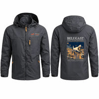 Thumbnail for Airbus A300-600ST BelugaST Stylish Jackets - Hooded Windbreaker - Poster - Charcoal