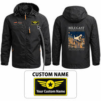 Thumbnail for Airbus A300-600ST BelugaST Stylish Jackets - Hooded Windbreaker - Poster + Name - Black