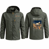 Thumbnail for Airbus A300-600ST BelugaST Stylish Jackets - Hooded Windbreaker - Poster - Olive Green