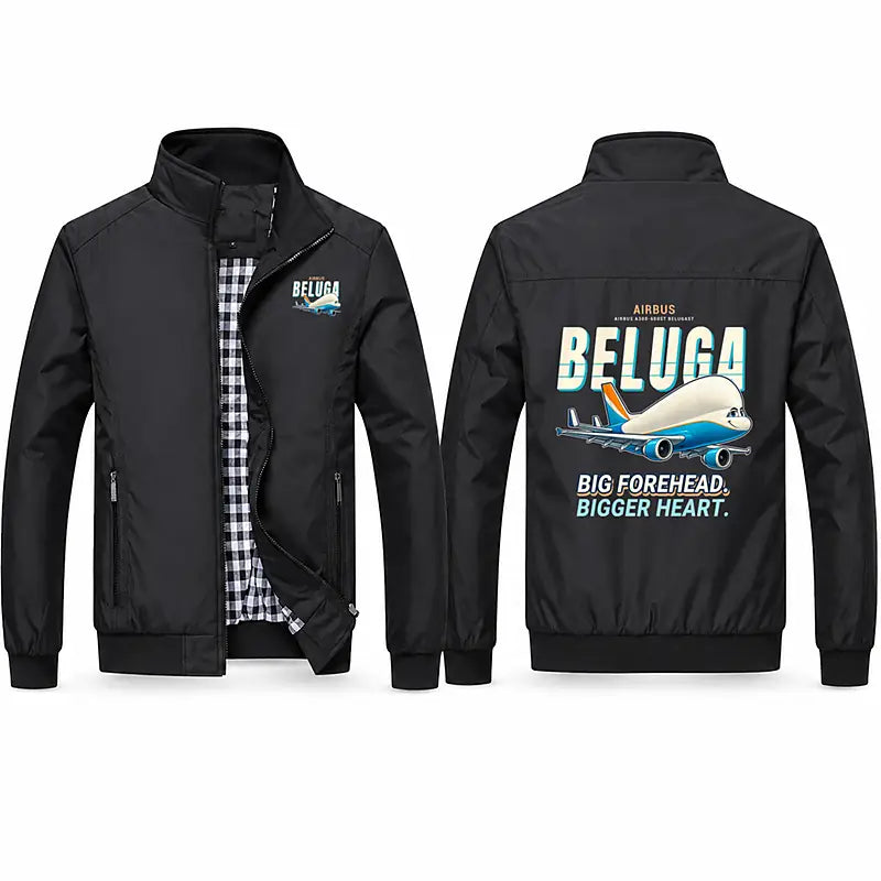 Airbus A300-600ST BelugaST Stylish Jackets - Stand Collar - Cartoon - Black