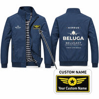 Thumbnail for Airbus A300-600ST BelugaST Stylish Jackets - Stand Collar - Heritage + Name - Navy Blue