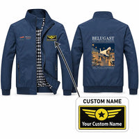 Thumbnail for Airbus A300-600ST BelugaST Stylish Jackets - Stand Collar - Poster + Name - Navy Blue