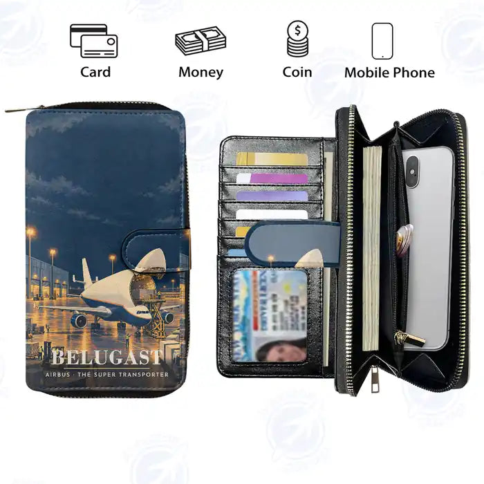 Airbus A300-600ST BelugaST Leather Wallets - Zip Long Wallet - 3D