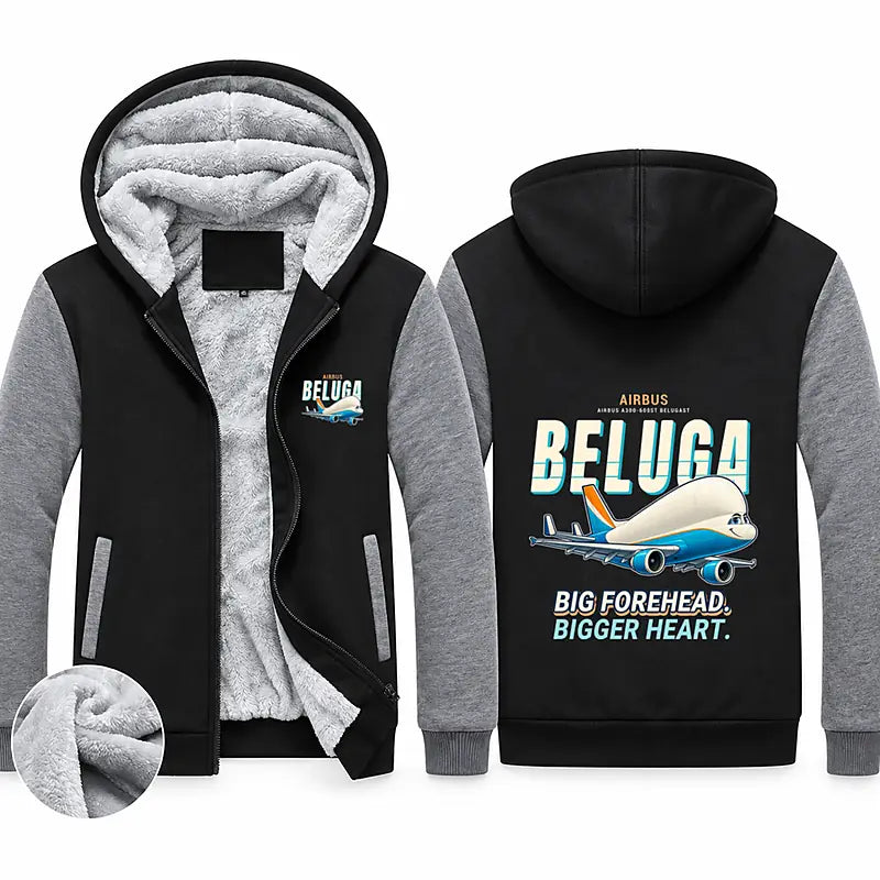 Airbus A300-600ST BelugaST Zipped Sweatshirts - Cartoon - Black & Gray