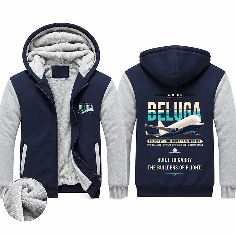 Airbus A300-600ST BelugaST Zipped Sweatshirts - Original - Navy & Gray