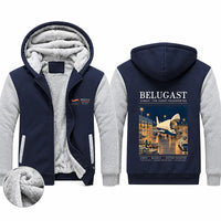 Thumbnail for Airbus A300-600ST BelugaST Zipped Sweatshirts - Poster - Navy & Gray