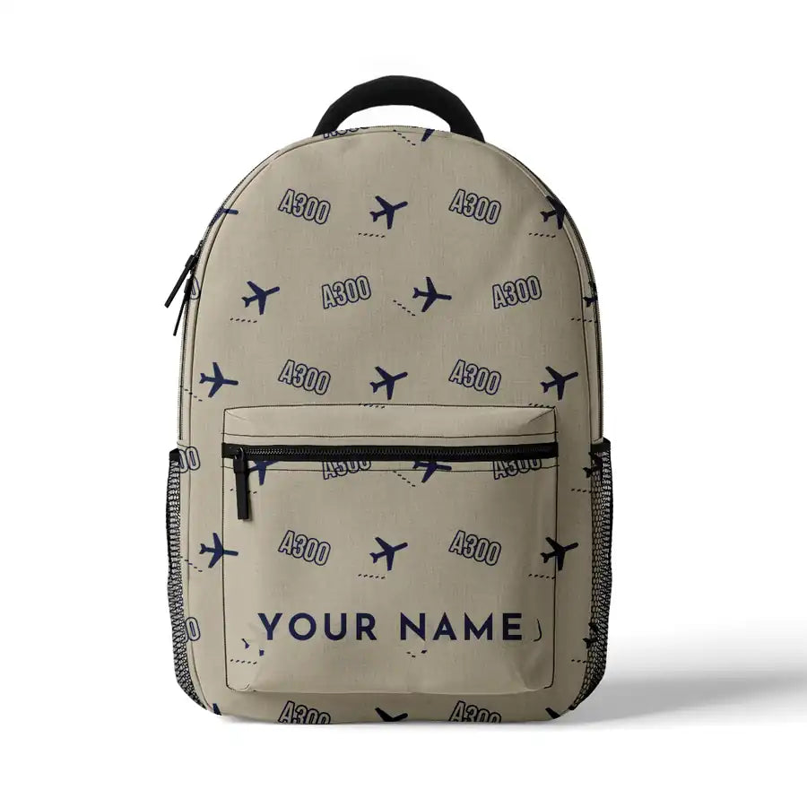 Airbus A300B2 - 3D Backpack - 3D Pattern + Name - Beige