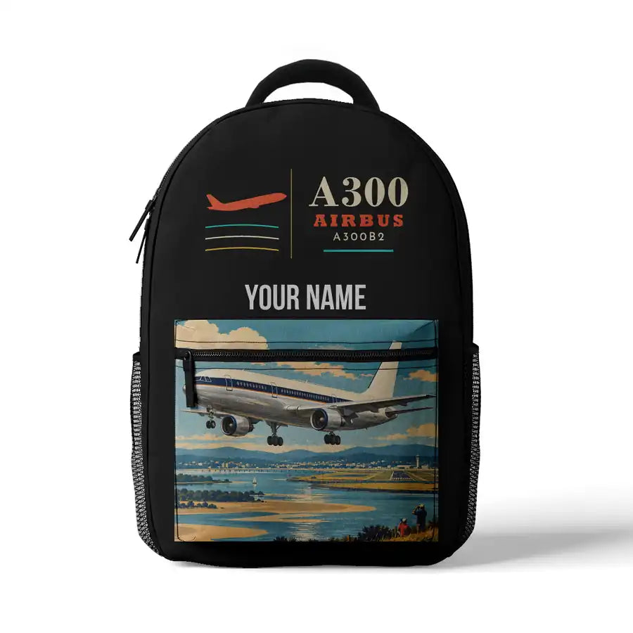 Airbus A300B2 - 3D Backpack - Black + Name