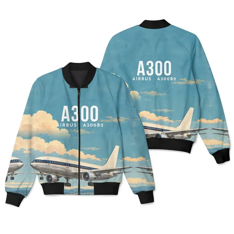 Airbus A300B2 3D All-Over Print Clothing - Bomber Jacket - 3D
