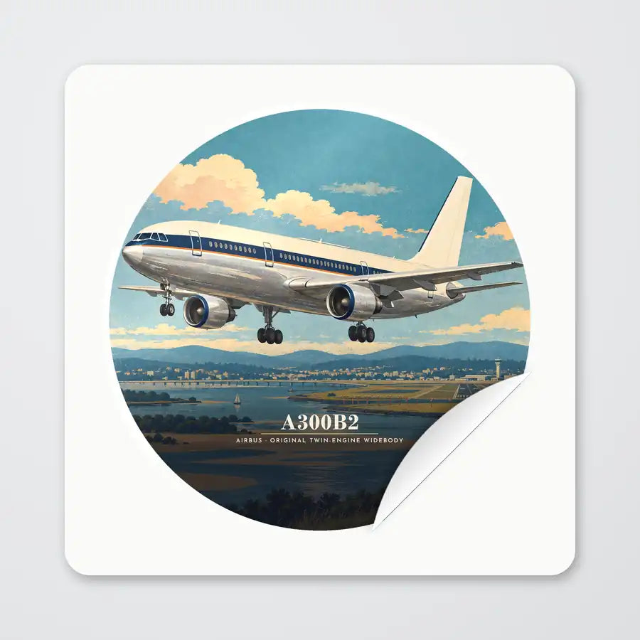 Airbus A300B2 - 3D - Circle Sticker - Peel