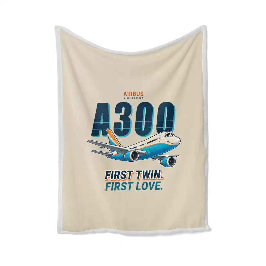 Airbus A300B2 - Cartoon - Blanket - Beige