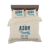 Thumbnail for Airbus A300B2 - Cartoon + Name - Bedding Set - Beige