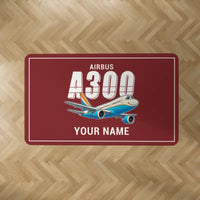 Thumbnail for Airbus A300B2 - Cartoon + Name - Rectangle Carpet - Dark Red