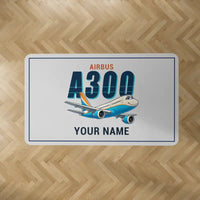 Thumbnail for Airbus A300B2 - Cartoon + Name - Rectangle Carpet - Light Gray